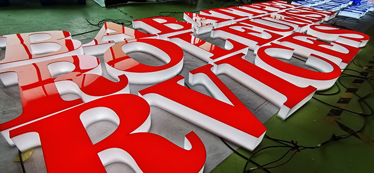 Acrylic solid letters and acrylic illuminated sign